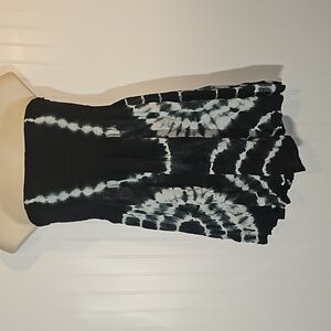 Black & White tye dye strapless smocked top summer dress XXL